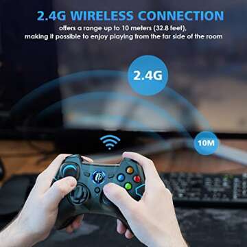 EasySMX Wireless 2.4g Game Controller Support PC (Windows XP/7/8/8.1/10) and PS3, Android, Vista, TV Box Portable Gaming Joystick Handle (Wireless Game Controller Camouflage)