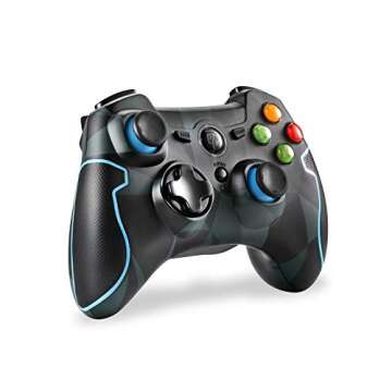 EasySMX Wireless 2.4g Game Controller Support PC (Windows XP/7/8/8.1/10) and PS3, Android, Vista, TV Box Portable Gaming Joystick Handle (Wireless Game Controller Camouflage)