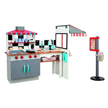 Little Tikes Real Wood Drive-Thru Diner Wooden Play Kitchen with Realistic Lights Sounds and Multi-S...