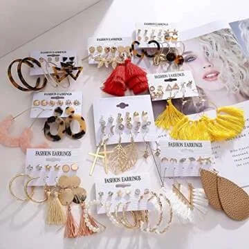 Funtopia 61 Pairs Fashion Earrings Set for Every Occasion