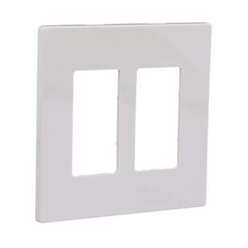 EATON PJS262W Arrow Hart Pjs262 Decorative Screw Less Wall Plate, 2 Gang, 4-1/2 in L X 4.56 in W X 0.08 in T, White