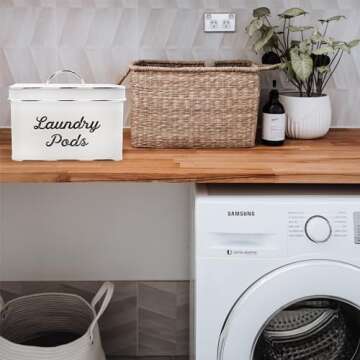 AuldHome Enamelware Laundry Pod Holder for Vintage Style