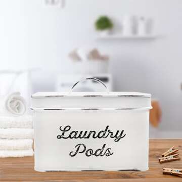 AuldHome Enamelware Laundry Pod Holder for Vintage Style