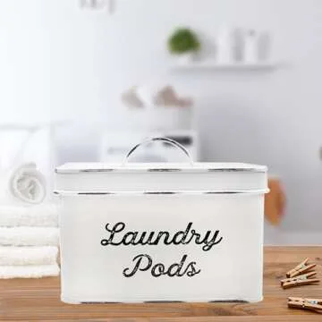 AuldHome Enamelware Laundry Pod Holder for Vintage Style