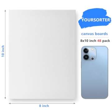Canvases for Painting 48 Pack, 8x10 inch Blank Painting Canvas Boards for Painting Supplies, Primed ...