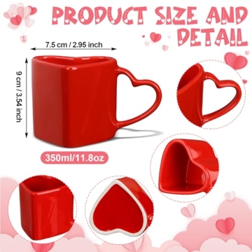 Domensi Heart Shaped Mugs Gift Set for Romantic Occasions