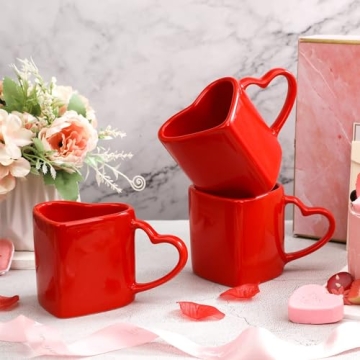 Domensi Heart Shaped Mugs Gift Set for Romantic Occasions