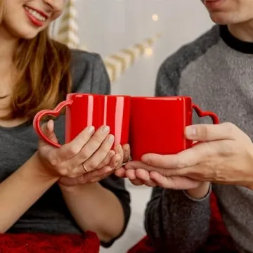 Domensi Heart Shaped Mugs Gift Set for Romantic Occasions