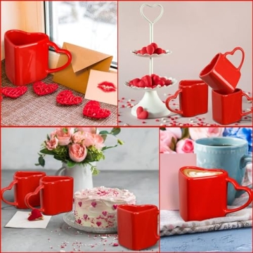 Domensi Heart Shaped Mugs Gift Set for Romantic Occasions