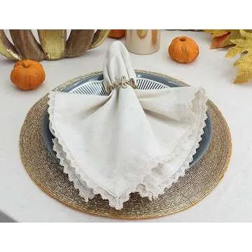 COTTON CRAFT Elegant Flax Linen Cloth Napkins Set of 12