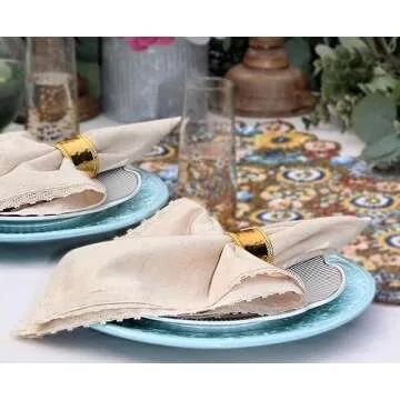 COTTON CRAFT Elegant Flax Linen Cloth Napkins Set of 12