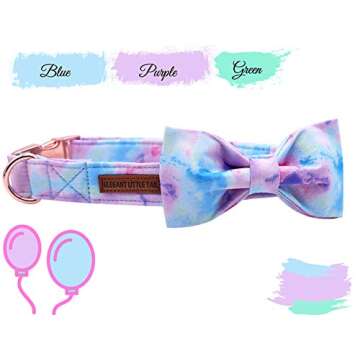 Elegant little tail Dog Collar with Bow, Soft&Comfy Bowtie Dog Collar, Adjustable Pet Gift Collars f...