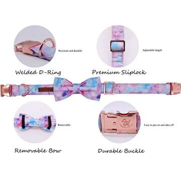 Elegant little tail Dog Collar with Bow, Soft&Comfy Bowtie Dog Collar, Adjustable Pet Gift Collars for Small Medium Large Dogs