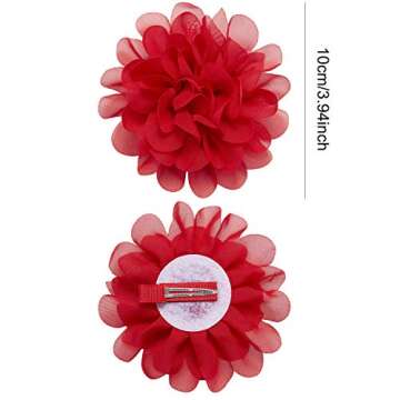 Silk Large Chiffon Flower Hair Clips Pack for Women and Girls