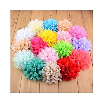 Silk Large Chiffon Flower Hair Clips Pack for Women and Girls