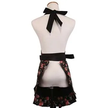 Cotton Women's Apron with Pockets & Extra Long Ties