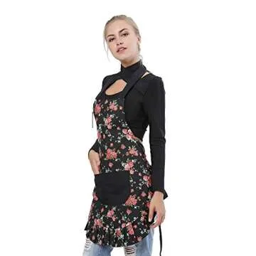 Cotton Women's Apron with Pockets & Extra Long Ties