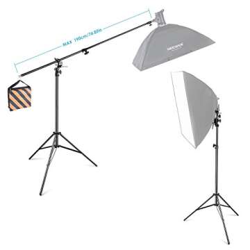 Neewer 13feet/390cm Two Way Rotatable Aluminum Adjustable Tripod Boom Light Stand with Sandbag for S...