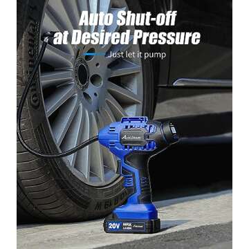 Avid Power Cordless Tire Inflator Portable Air Compressor, 20V Rechargeable Battery Tire Pump w/ 12V...
