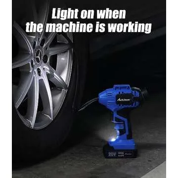 Avid Power Cordless Tire Inflator Portable Air Compressor, 20V Rechargeable Battery Tire Pump w/ 12V DC Power Adapter, Digital Pressure Gauge, Auto Air Pump for Many Inflatables (Blue)