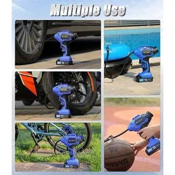 Avid Power Cordless Tire Inflator Portable Air Compressor, 20V Rechargeable Battery Tire Pump w/ 12V DC Power Adapter, Digital Pressure Gauge, Auto Air Pump for Many Inflatables (Blue)