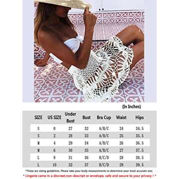 Kaei&Shi Crochet Cover Up Skirt, See Through Sexy Cover Ups For Swimwear Women, Net High Waist Coverup White Medium