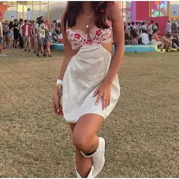 NUFIWI Women Floral Mini Dress Y2k Short Aline Flare Dress V Neck Sleeveless Cute Print Dresses Sexy Clubwear(Elegant White,S)