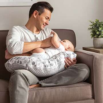 Boppy Nursing Pillow Cover, Premium Quick-Dry Fabric, Gray Elephants, Fits The Original Support Boppy Pillow for Breastfeeding and Bottle Feeding, Cover Only