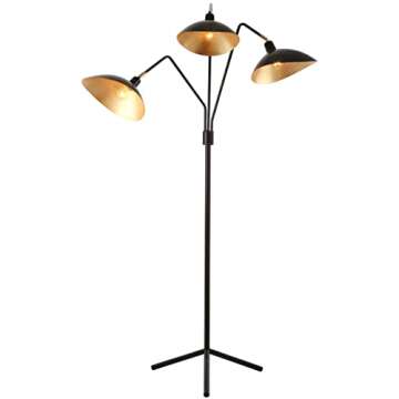 SAFAVIEH Lighting Collection Iris Mid-Century Modern Contemporary Retro Black/ Gold 70-inch Living R...
