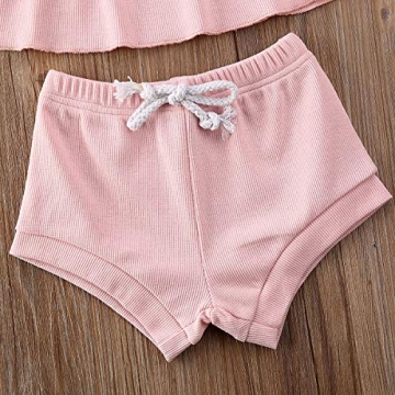 2PCS Baby Girls Summer Ruffle Dress and Cotton Shorts Set