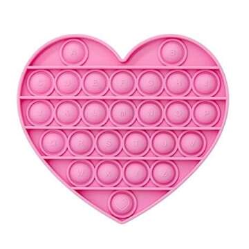 Pink Heart for Girls Pop Bubble Fidget Xmas Gift Sensory Toy with Alphabets Kids Birthday Party Classroom Prize Stress Reliever (Pink Heart)