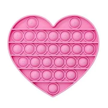Pink Heart for Girls Pop Bubble Fidget Xmas Gift Sensory Toy with Alphabets Kids Birthday Party Classroom Prize Stress Reliever (Pink Heart)