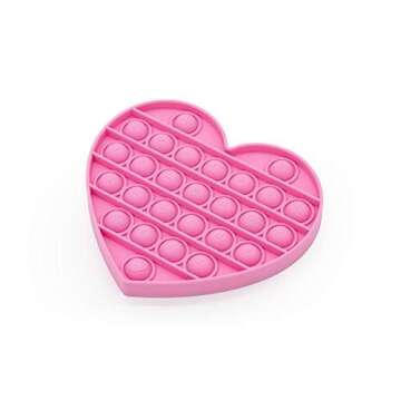 Pink Heart for Girls Pop Bubble Fidget Xmas Gift Sensory Toy with Alphabets Kids Birthday Party Classroom Prize Stress Reliever (Pink Heart)