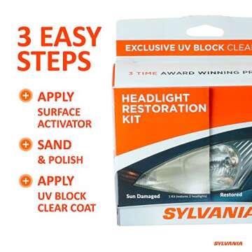SYLVANIA - Headlight Restoration Kit - 3 Easy Steps to Restore Sun Damaged Headlights with Exclusive...