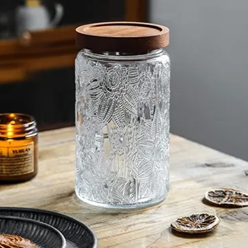 Elegant LODIKE Glass Storage Jars with Wood Lids