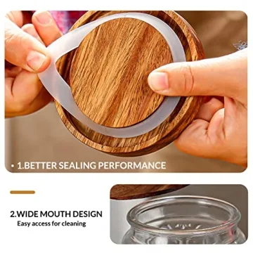 Elegant LODIKE Glass Storage Jars with Wood Lids
