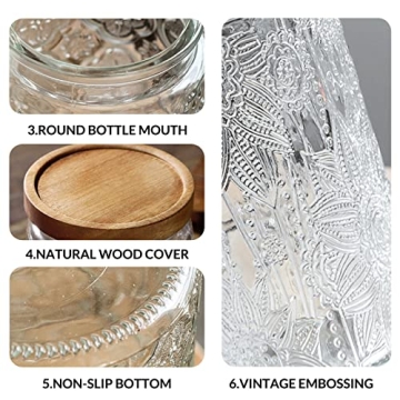 Elegant LODIKE Glass Storage Jars with Wood Lids