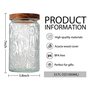 Elegant LODIKE Glass Storage Jars with Wood Lids