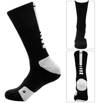 MUMUBREAL Men's Cushioned Compression Sport Socks, Black, Sizes 6-13 (3pack)