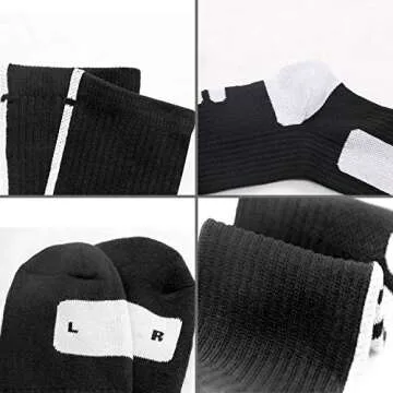 MUMUBREAL Men's Cushioned Compression Sport Socks, Black, Sizes 6-13 (3pack)