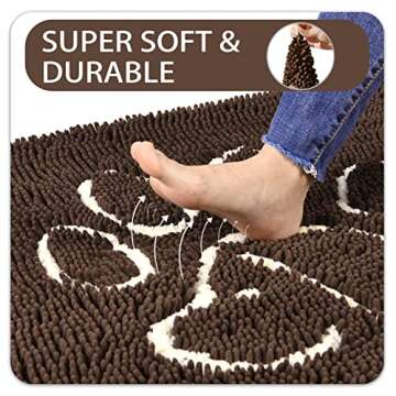 Ompaa Indoor Door Mat Entryway Rug Traps Mud and Dirt, 32x20 Brown, Super Absorbent Doormats for Muddy Shoes Dog Paws, Non Slip Welcome Floor Mats for Home Front Back Door, Patio, Garage, Entrance