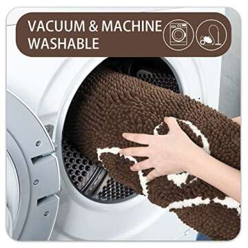 Ompaa Indoor Door Mat Entryway Rug Traps Mud and Dirt, 32x20 Brown, Super Absorbent Doormats for Muddy Shoes Dog Paws, Non Slip Welcome Floor Mats for Home Front Back Door, Patio, Garage, Entrance