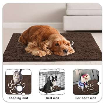 Ompaa Indoor Door Mat Entryway Rug Traps Mud and Dirt, 32x20 Brown, Super Absorbent Doormats for Muddy Shoes Dog Paws, Non Slip Welcome Floor Mats for Home Front Back Door, Patio, Garage, Entrance