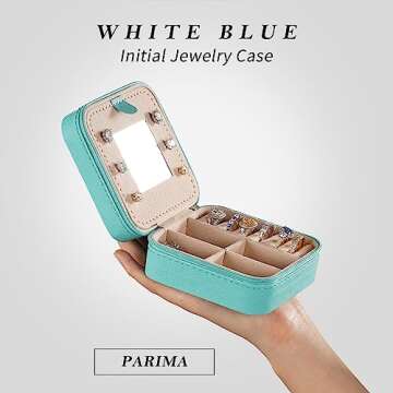 Parima Christmas Gifts for Teen Girls - Travel Jewelry Case, Necklace Earrings Box for Girls Jewelry Box | Teen Girl Gifts for Teenage Girls | Birthday Gifts for Girls 2024 - Letter B, Aqua Blue