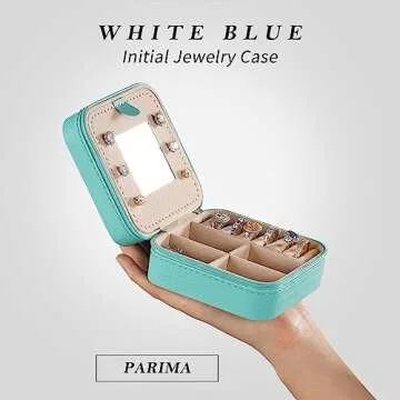 Parima Christmas Gifts for Teen Girls - Travel Jewelry Case, Necklace Earrings Box for Girls Jewelry Box | Teen Girl Gifts for Teenage Girls | Birthday Gifts for Girls 2024 - Letter B, Aqua Blue