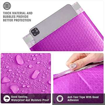 Metronic 8.5x12 Inch 20Pcs Bubble Mailers #2 Self Seal Adhesion Padded Envelopes Bulk Waterproof Shipping Bags for Mailing, Delivering,Packaging for Small Business,Light Purple (Inside Size: 8.5x11")