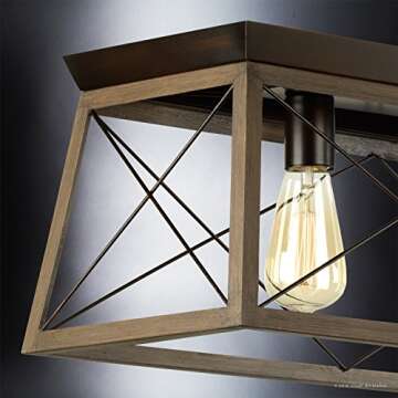 Urban Ambiance Luxury Industrial Chic Island/Linear Chandelier, Large Size: 9" H x 38" W, with Modern Farmhouse Style Elements, Olde Bronze Finish, UHP2126 from The Berkeley Collection