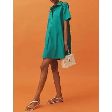 Dsewpaur Short Sleeve Swing Tunic Mini Dress for Women