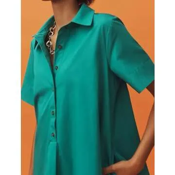 Dsewpaur Short Sleeve Swing Tunic Mini Dress for Women