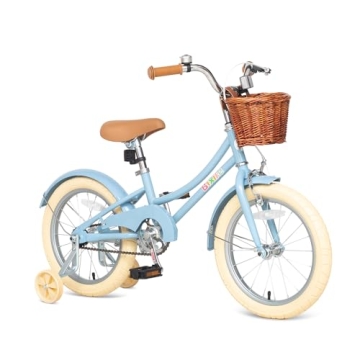 Bixike Retro Design Girls Bike 14 16 18 Inch Cruiser Bicycle with Basket & Training Wheels for 3-13 ...